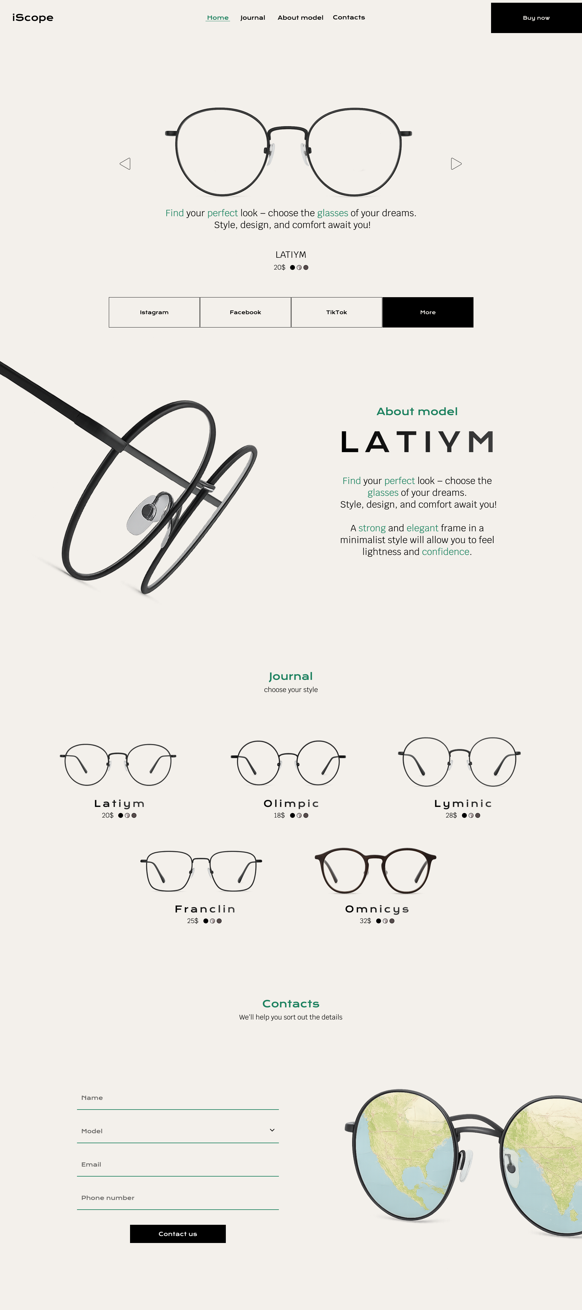 eCommerce website design for small business glasses store