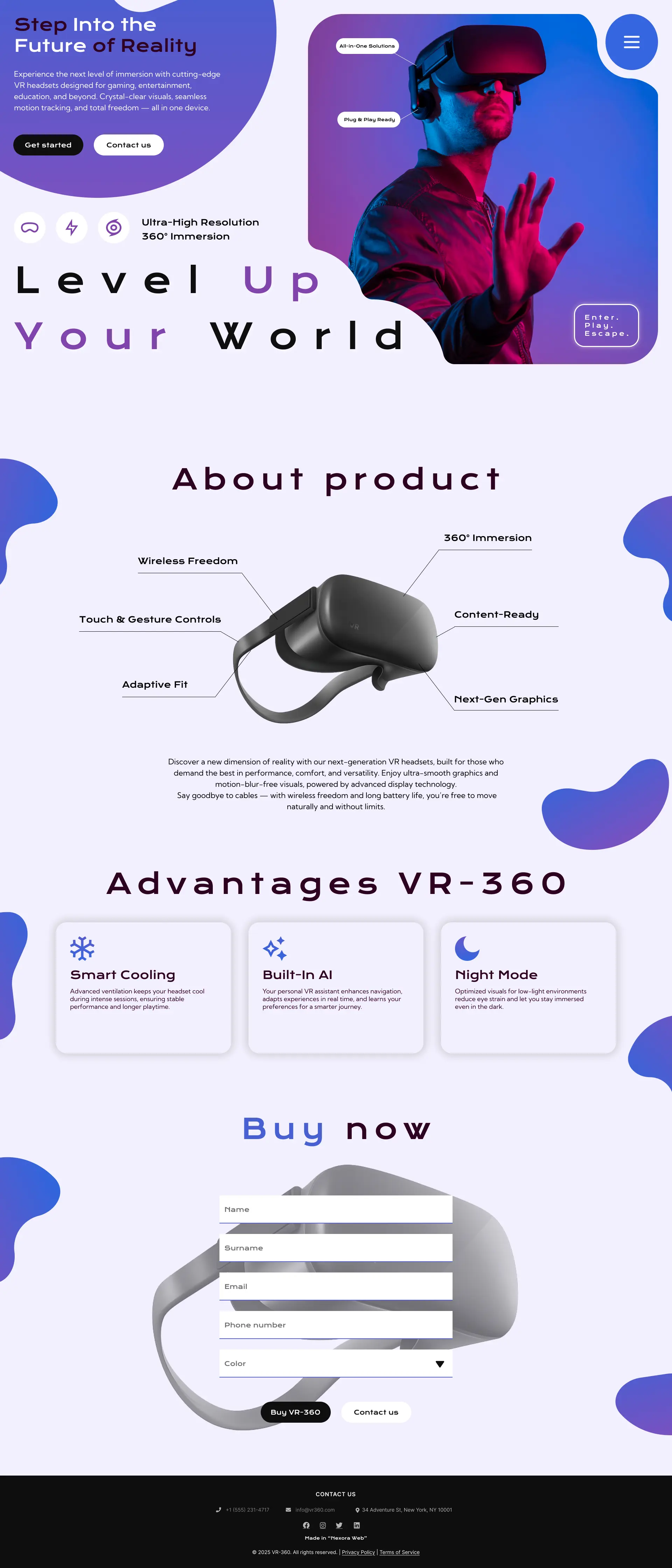 page design for VR glasses product